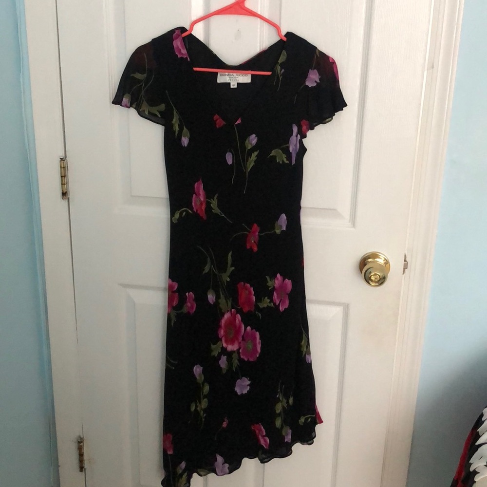 Donna Ricco Petite Floral Asymmetrical Dress